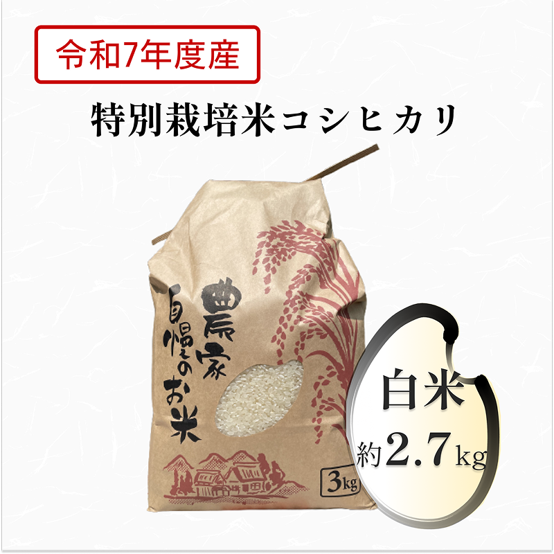 【特別栽培米】　コシヒカリ3Kg　白米